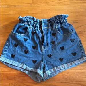 High Waist Denim Mickey Mouse Women's Shorts